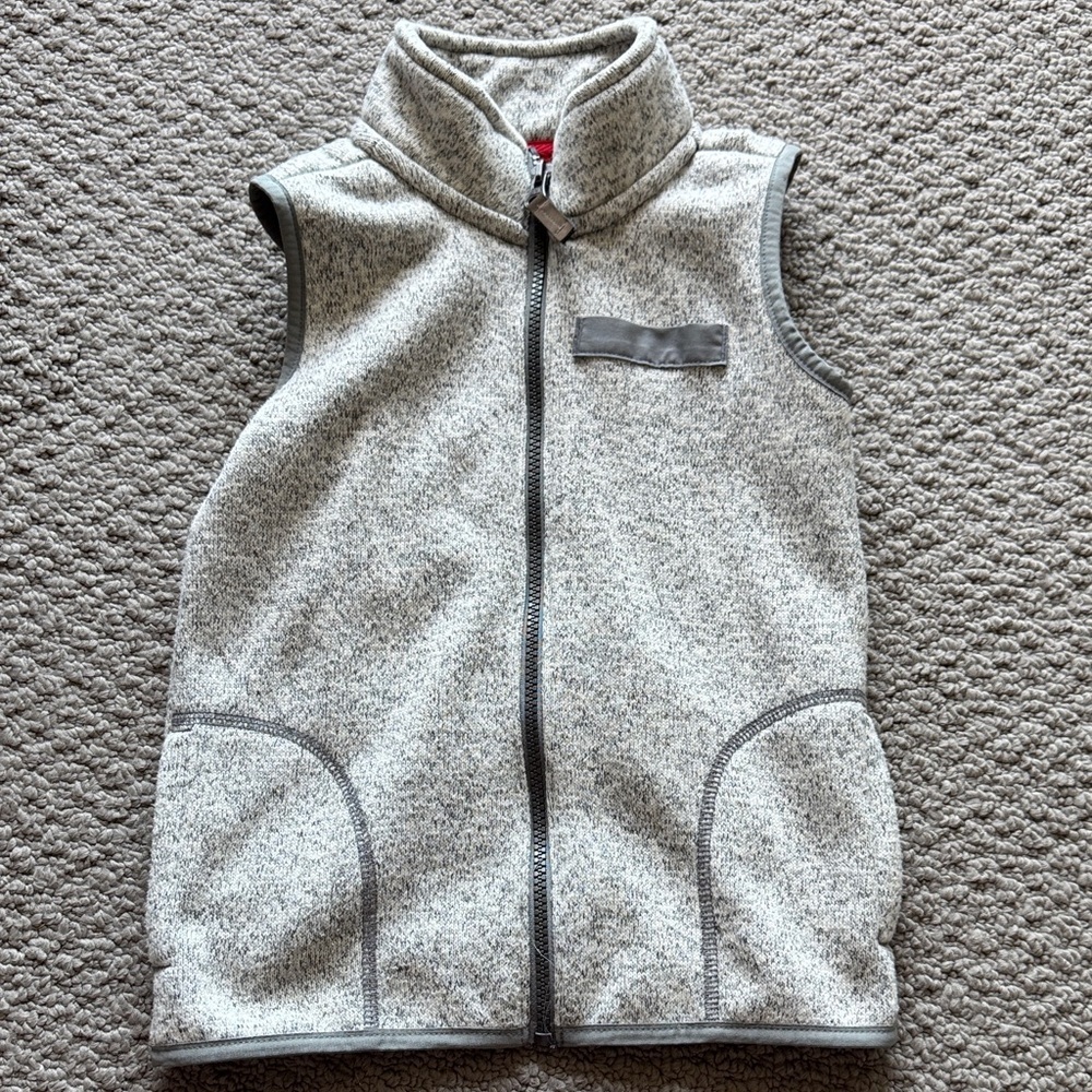 Carter's Gray Fleece Zip Front Vest - Picture 1 of 3